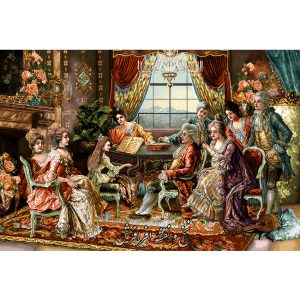 نخ و نقشه تابلوفرش دختر پیانوزن ( کلاس موسیقی )