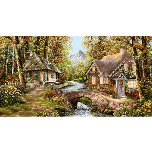 نخ و نقشه تابلو فرش منظره عصر رویایی