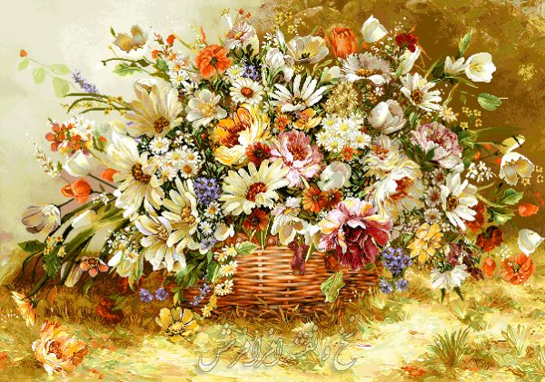 نخ ونقشه گل گلدان حصیری