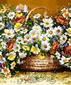نخ ونقشه تابلوفرش گل بابونه