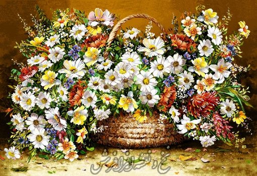 نخ ونقشه تابلوفرش گل بابونه