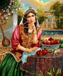 نخ ونقشه تابلوفرش دختر قاجار