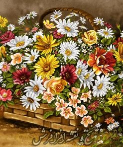 نخ و نقشه تابلوفرش گل داوودی