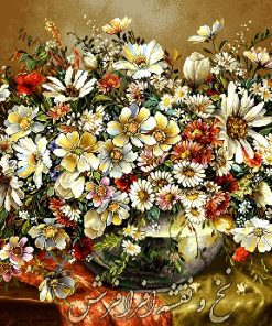 نخ و نقشه تابلوفرش گلدان شیشه ای