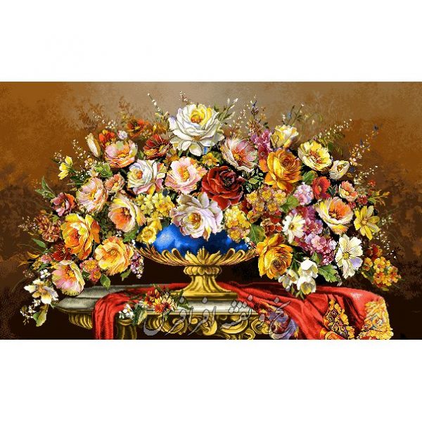 نخ و نقشه تابلوفرش گل رز سلطنتی