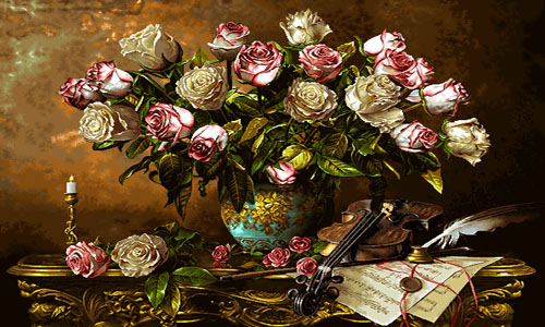 نخ و نقشه گل و گلدان