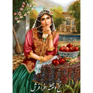 نخ و نقشه تابلوفرش دستبافت دختر قاجار جدید