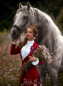 نخ و نقشه تابلو فرش دختر و اسب جدید