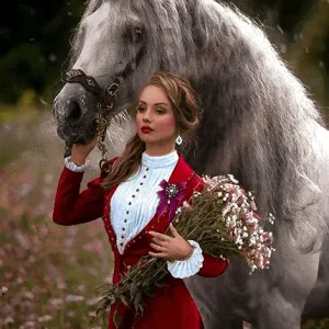 نخ و نقشه تابلو فرش دختر و اسب جدید