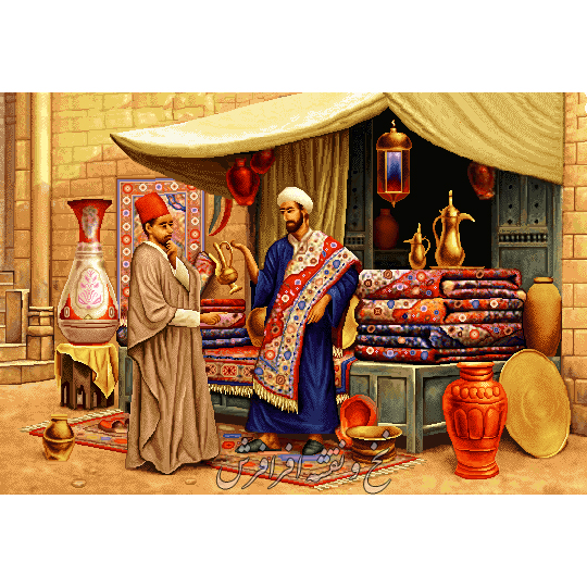 نخ و نقشه تابلو فرش بازار قاهره