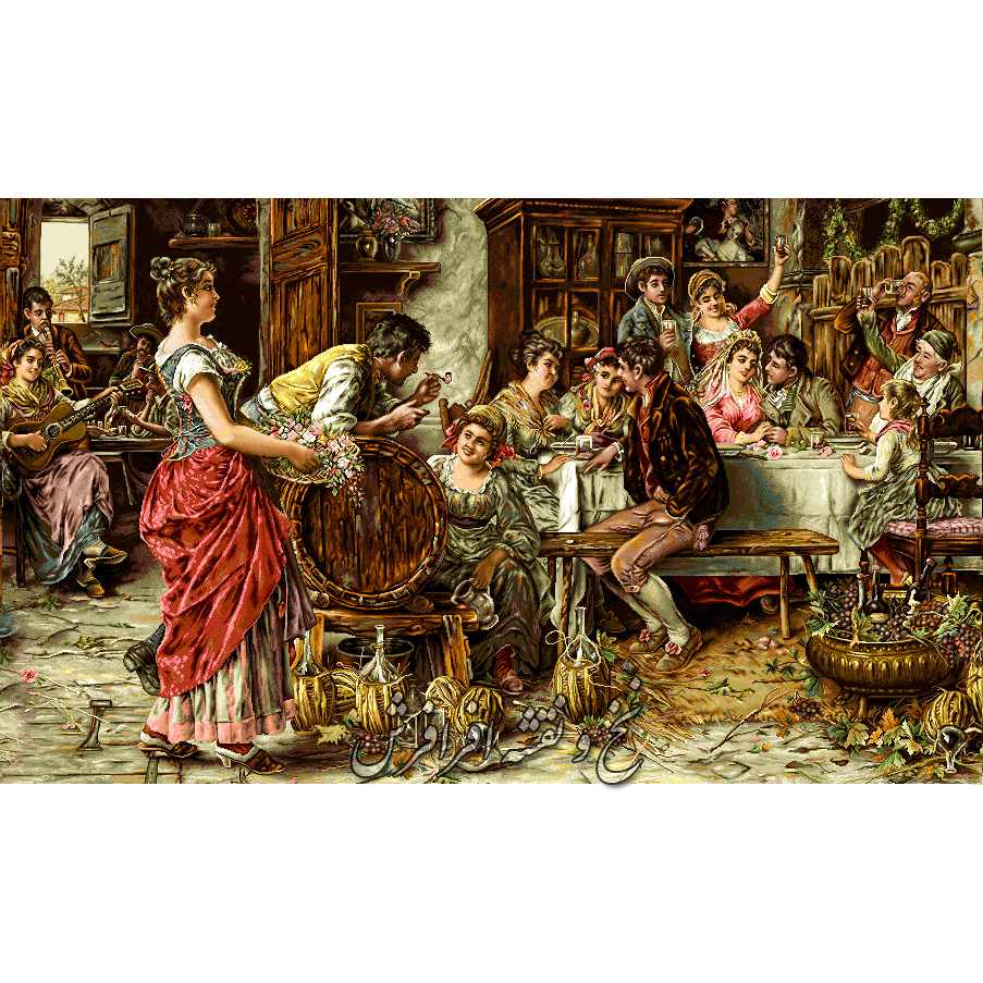 نخ و نقشه تابلوفرش دستبافت کافه روس