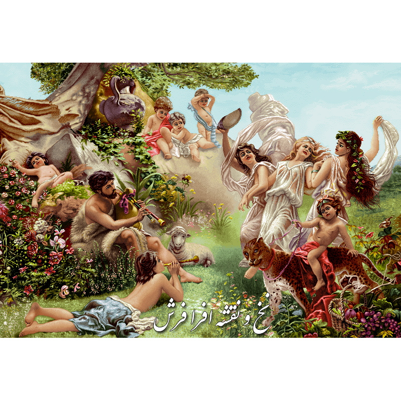 نخ و نقشه آماده تابلوفرش حوریان بهشتی