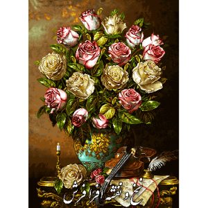 نخ و نقشه تابلو فرش گل و ویالون طولی