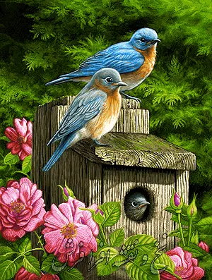 نخ و نقشه تابلو فرش طرح نغمه پرندگان