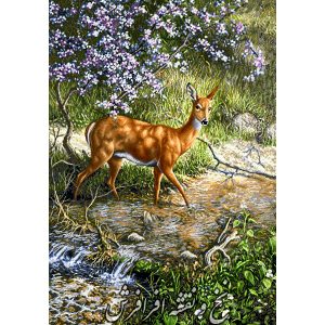 نخ و نقشه تابلو فرش دستبافت آهو جیران