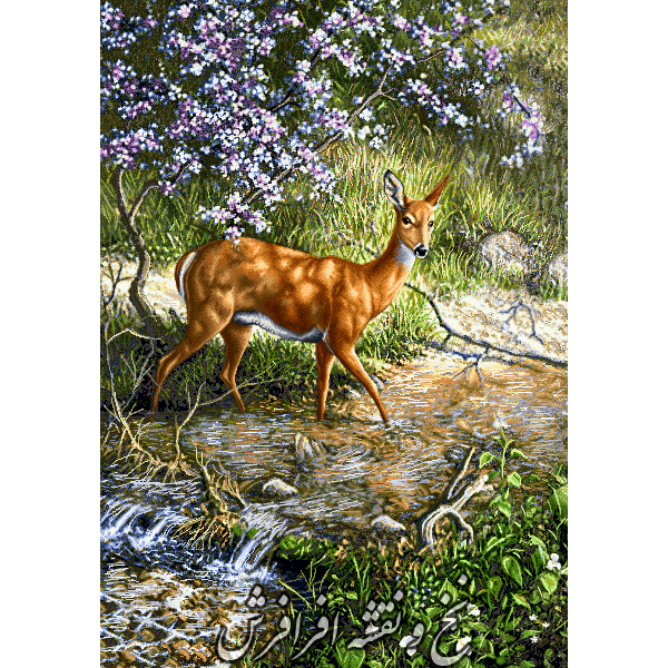 نخ و نقشه تابلو فرش دستبافت آهو جیران