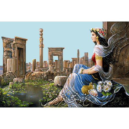 نخ و نقشه تابلوفرش ماندانا در تخت جمشید