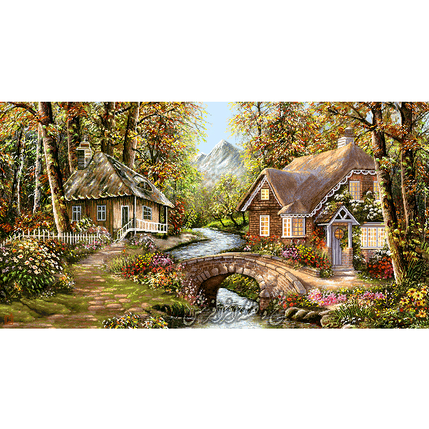 نخ و نقشه تابلو فرش منظره عصر رویایی