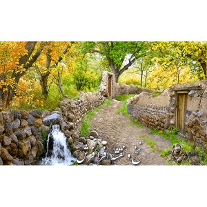 نخ و نقشه تابلوفرش دستبافت کوچه باغ پاییز