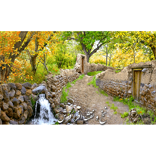 نخ و نقشه تابلوفرش دستبافت کوچه باغ پاییز