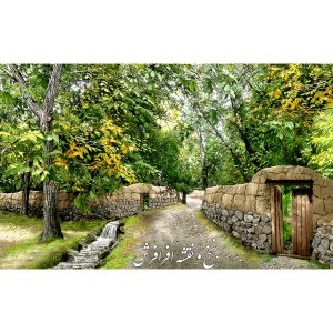 نخ و نقشه تابلوفرش دستبافت منظره کوچه باغ تبریز