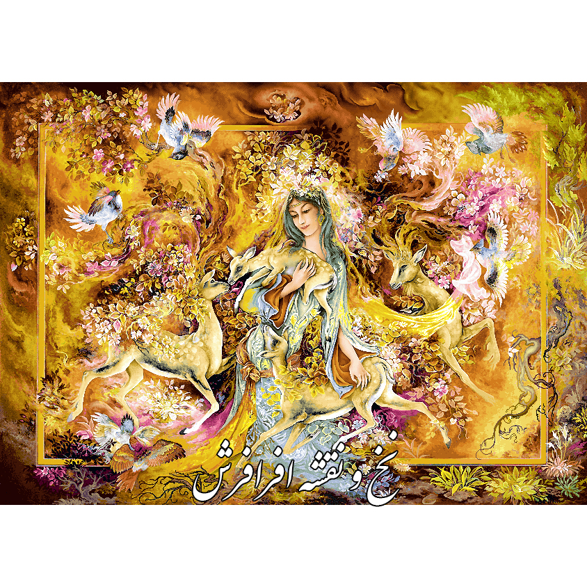 نخ و نقشه تابلو فرش دستبافت مینیاتور گرمای عشق