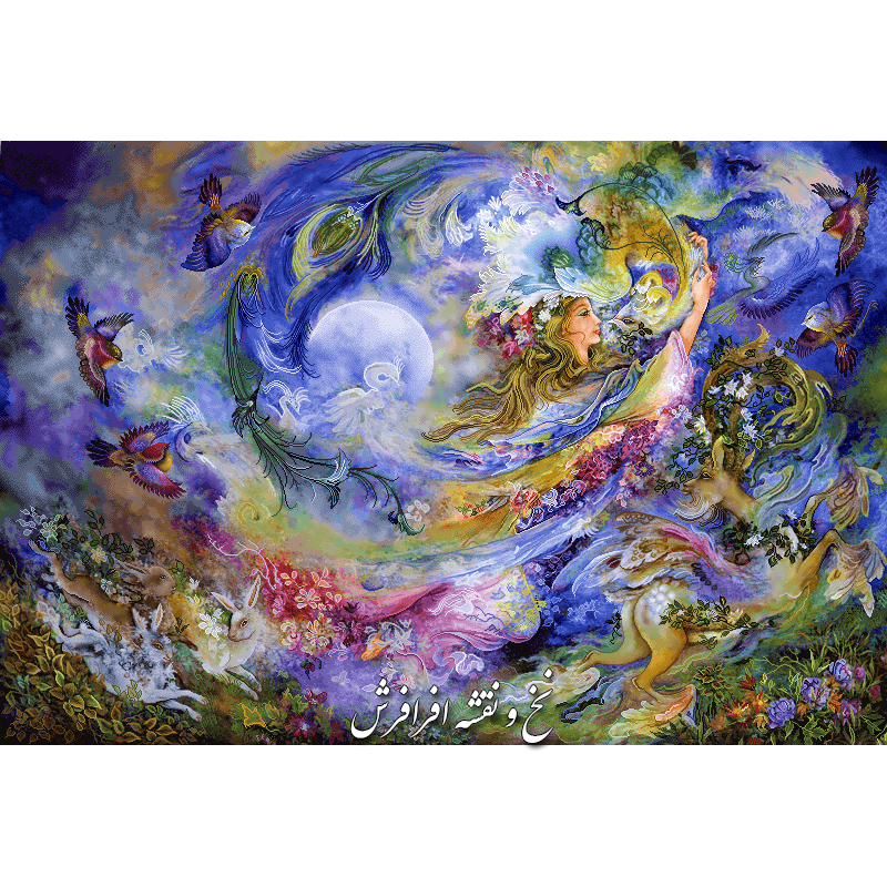 نخ و نقشه تابلوفرش مینیاتوری رایحه دل نواز