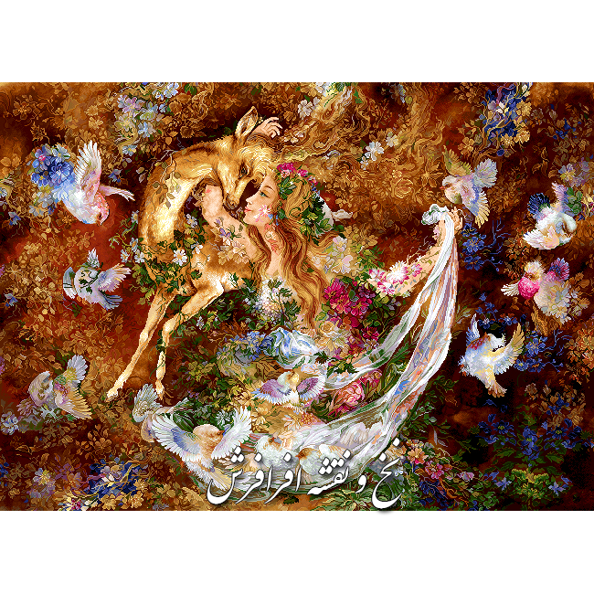 نخ و نقشه تابلوفرش مینیاتور پیدایش استاد فرشچیان