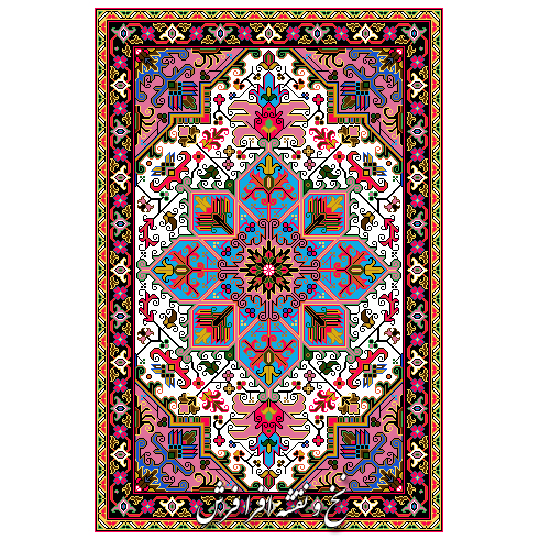 نخ و نقشه فرش پادری هریس زمینه صورتی