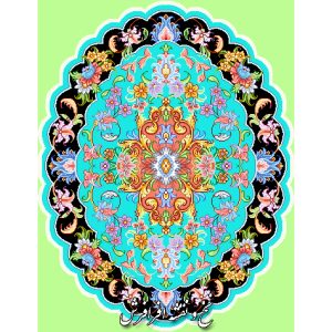 نخ و نقشه فرش بیضی پادری و رومیزی