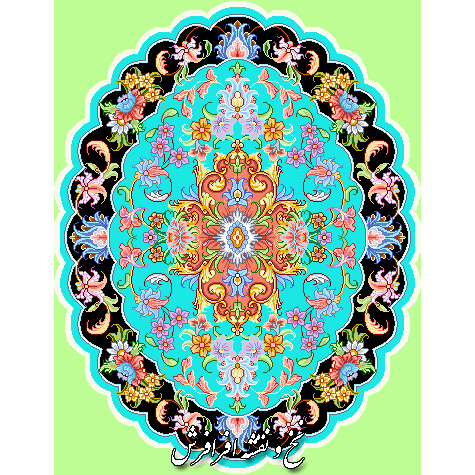 نخ و نقشه فرش بیضی پادری و رومیزی