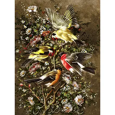 نخ و نقشه تابلوفرش گنجشک