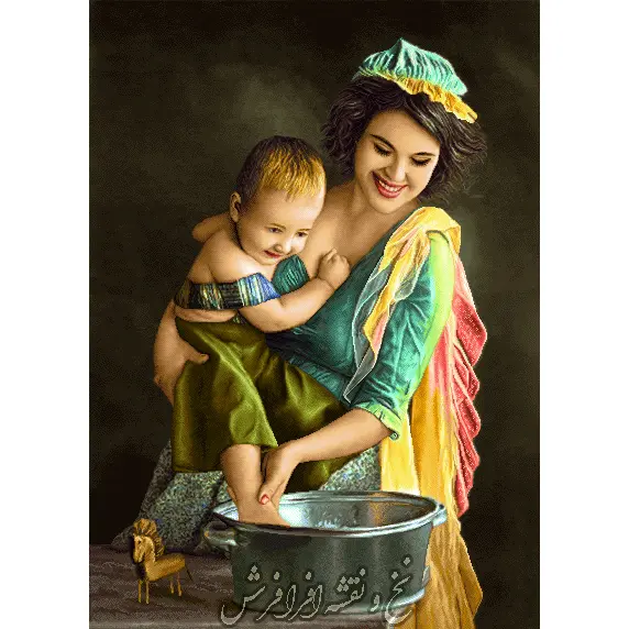 نخ ونقشه تابلوفرش مهرمادر پاشویه