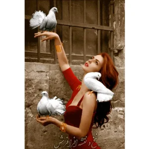 نخ ونقشه تابلوفرش دختر کفترباز