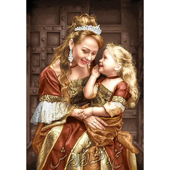 نخ و نقشه تابلوفرش مهرمادر نجوا