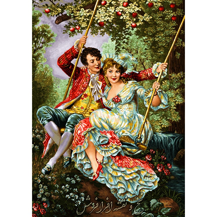 نخ و نقشه تابلو فرش دختر تاب باز جدید