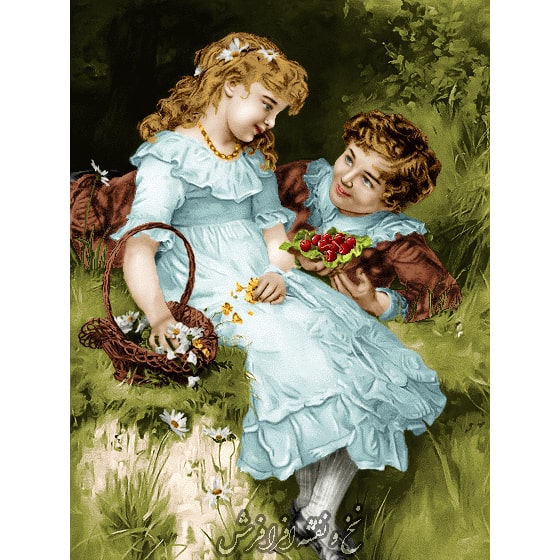 نخ و نقشه تابلو فرش دوستی کودکانه