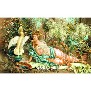 نخ و نقشه تابلوفرش دختر نقاش