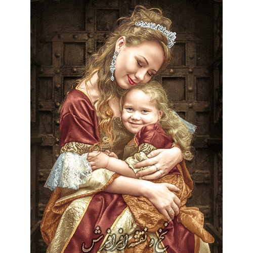 نخ و نقشه تابلوفرش طرح آغوش مادری