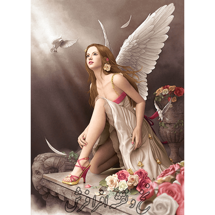 ch-1324 نخ و نقشه تابلو فرش طرح فرشته