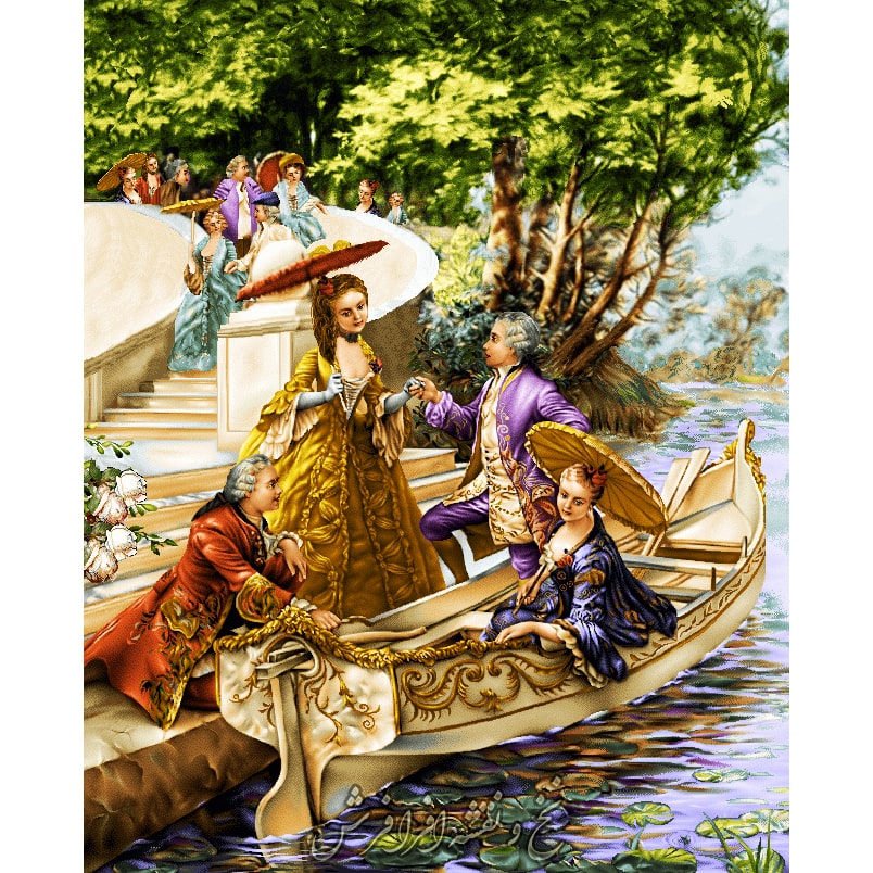 نخ ونقشه تابلوفرش قایق عشق طولی