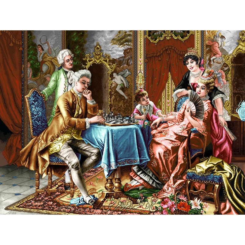 نخ و نقشه تابلو فرش فرانسوی شطرنج باز