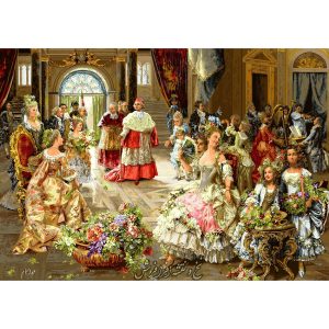 نخ و نقشه تابلو فرش مهمانی فرانسوی عروسی پاپ