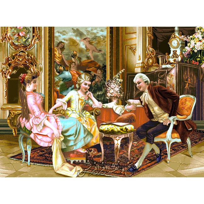 نخ و نقشه تابلوفرش محفل شعر با رنگبندی جدید