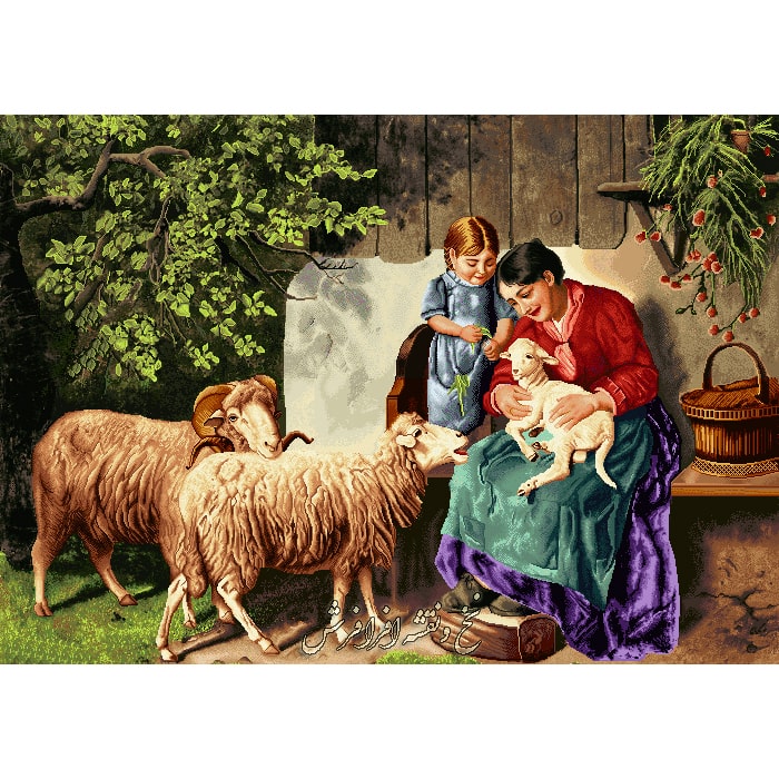 نخ و نقشه تابلوفرش طرح مزرعه مادربزرگ