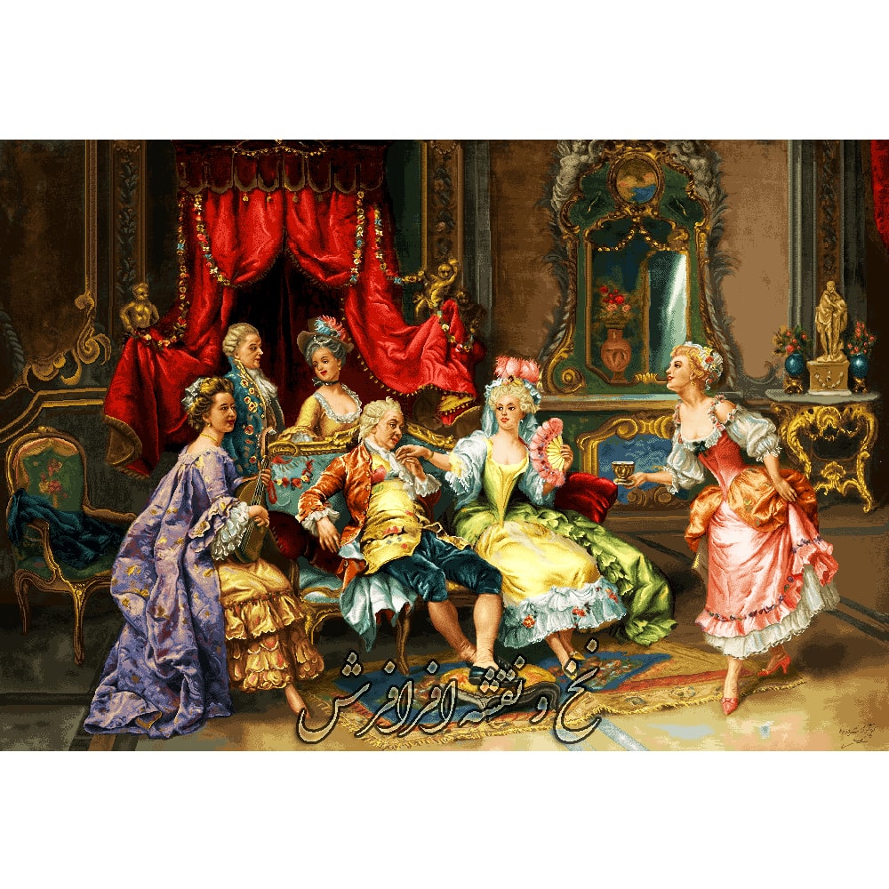 نخ و نقشه تابلو فرش فرانسوی مهمانی شاهزاده