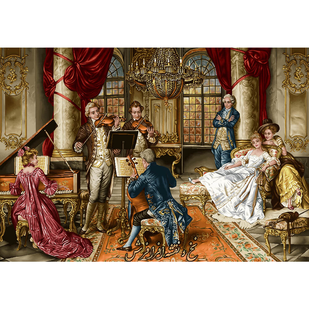 نخ و نقشه تابلوفرش ویالون زن