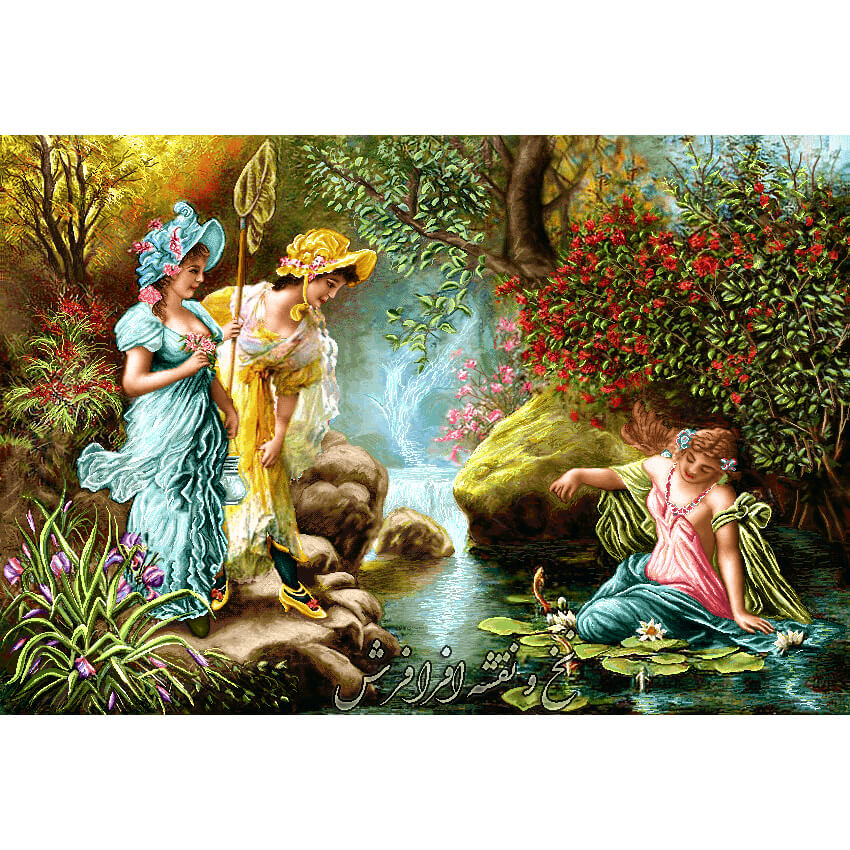 نخ و نقشه تابلو فرش طرح فرانسوی ماهی گیر