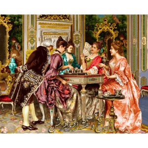 نخ و نقشه کامپیوتری تابلوفرش طرح فرانسوی شطرنج باز