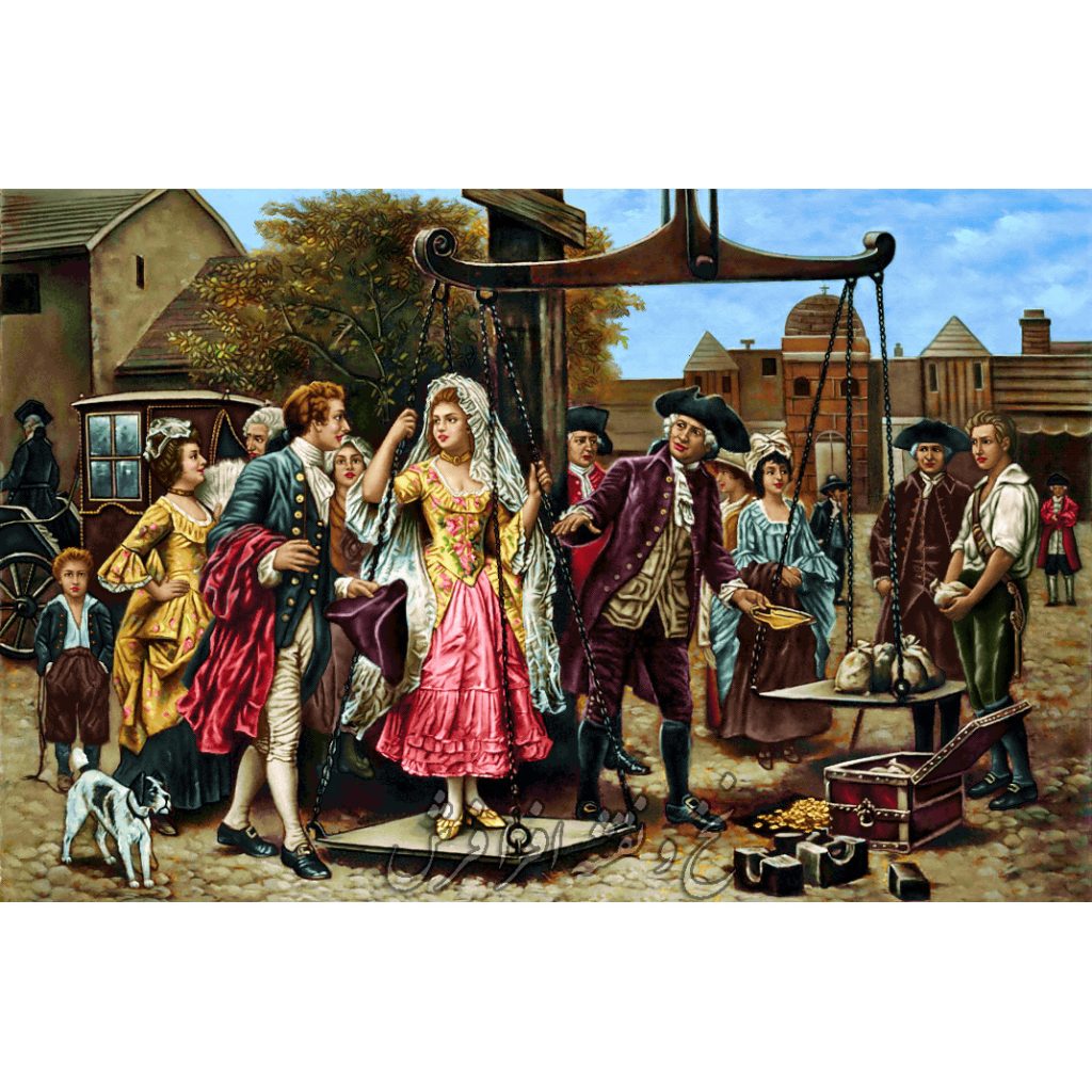 نخ و نقشه تابلو فرش طرح فرانسوی مهریه عروس